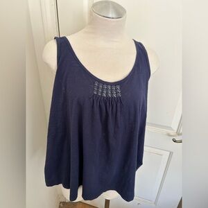J CREW Vintage Navy Blue Swing Tank Top with Beaded Detail, Sz L